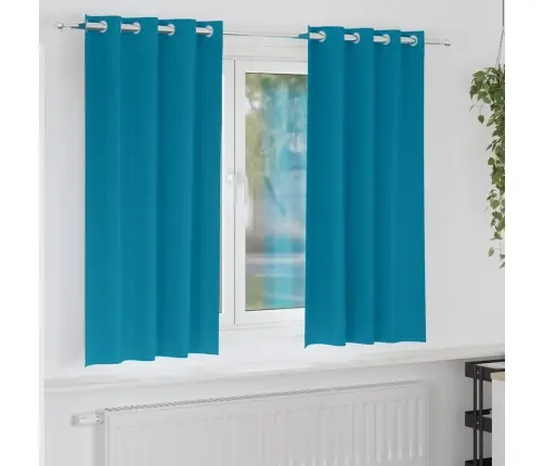 Aizkari Ar Aizkariem 2 Pcs Tirkīzzila 175 X 140 Cm Poliesters Vidaxl