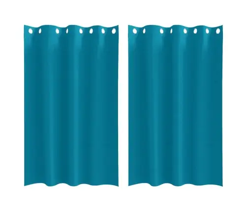 Aizkari Ar Aizkariem 2 Pcs Tirkīzzila 175 X 140 Cm Poliesters Vidaxl