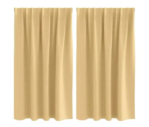 Aizkari Ar Aizkariem 2 Pcs Bēša 140 X 140 Cm Poliesters Vidaxl