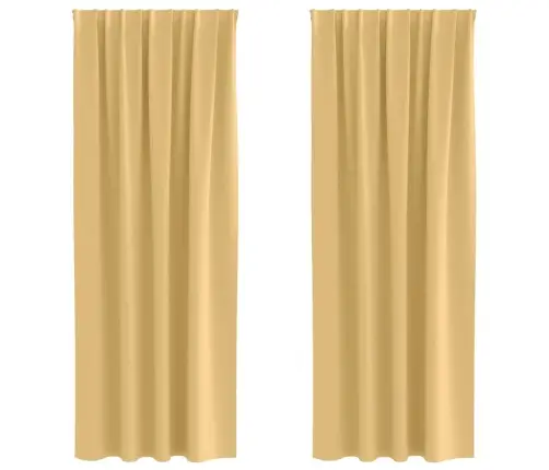 Aizkari Ar Aizkariem 2 Pcs Bēša 245 X 140 Cm Poliesters Vidaxl