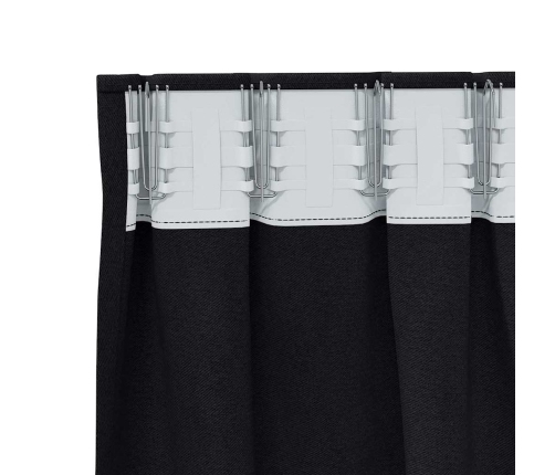 Aizkari Ar Aizkariem 2 Pcs Melna 245 X 140 Cm Poliesters Vidaxl