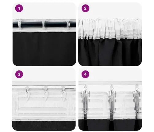 Aizkari Ar Aizkariem 2 Pcs Melna 245 X 140 Cm Poliesters Vidaxl