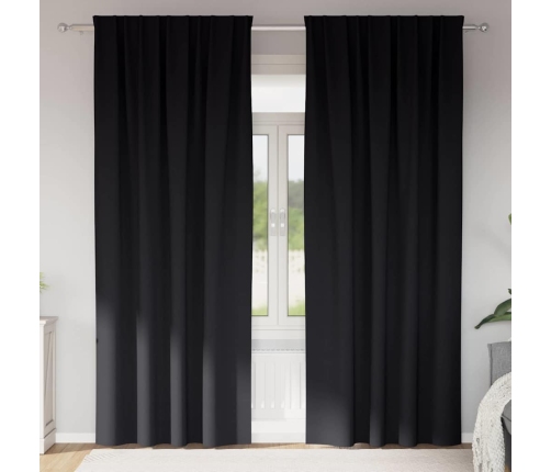 Aizkari Ar Aizkariem 2 Pcs Melna 245 X 140 Cm Poliesters Vidaxl