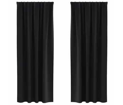 Aizkari Ar Aizkariem 2 Pcs Melna 245 X 140 Cm Poliesters Vidaxl