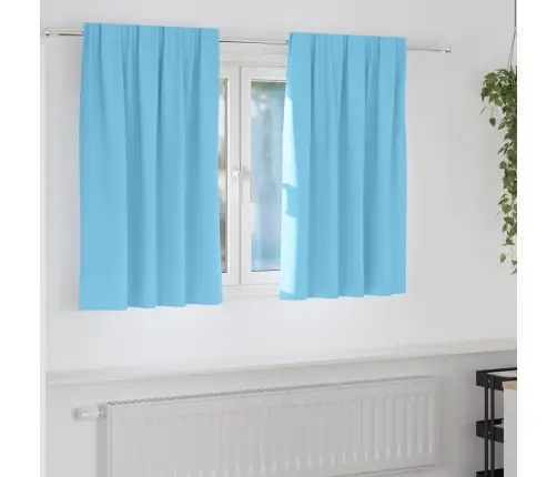 Aizkari Ar Aizkariem 2 Pcs Gaiši Zila 140 X 140 Cm Poliesters Vidaxl