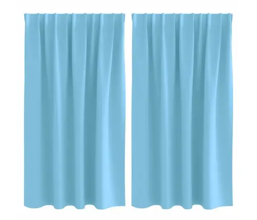 Aizkari Ar Aizkariem 2 Pcs Gaiši Zila 140 X 140 Cm Poliesters Vidaxl