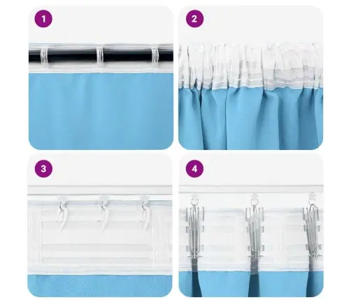 Aizkari Ar Aizkariem 2 Pcs Gaiši Zila 260 X 140 Cm Poliesters Vidaxl