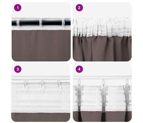 Aptumšojošie Aizkari 2 Pcs Tumši Brūna 245 X 140 Cm Poliesters Vidaxl