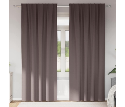 Aptumšojošie Aizkari 2 Pcs Tumši Brūna 245 X 140 Cm Poliesters Vidaxl