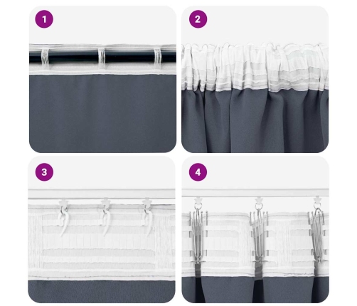 Aptumšojošie Aizkari 2 Pcs Antracīta 245 X 140 Cm Poliesters Vidaxl