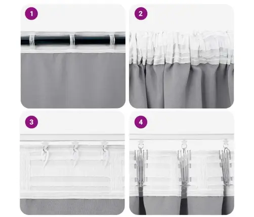 Aizkari Ar Aizkariem 2 Pcs Gaiši Pelēka 260 X 140 Cm Poliesters Vidaxl