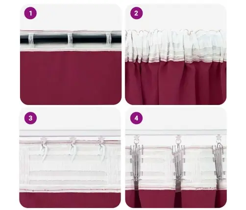 Aizkari Ar Aizkariem 2 Pcs Vīna Sarkans 260 X 140 Cm Poliesters Vidaxl