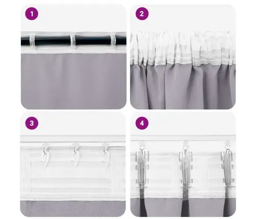 Užuolaidos Su Žiedais, Blokuojančios Šviesą 2 Pcs Metalo Pilka