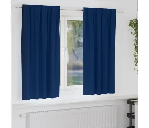 Aizkari Ar Aizkariem 2 Pcs Tumši Zila Poliesters Vidaxl