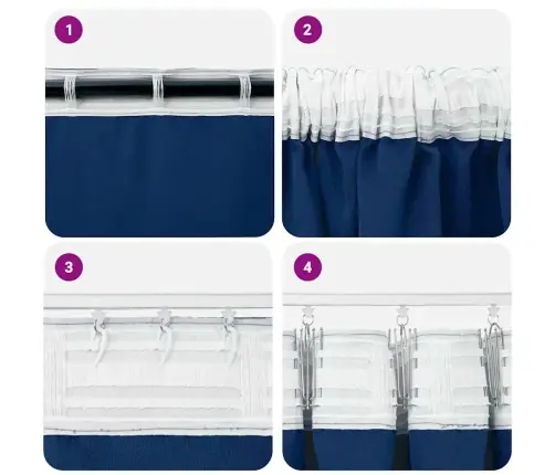 Aizkari Ar Aizkariem 2 Pcs Tumši Zila 225 X 140 Cm Poliesters Vidaxl