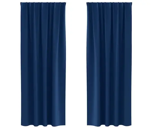 Aizkari Ar Aizkariem 2 Pcs Tumši Zila 225 X 140 Cm Poliesters Vidaxl