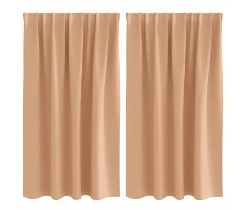 Aizkari Ar Aizkariem 2 Pcs Gaiši Brūna 140 X 140 Cm Poliesters Vidaxl