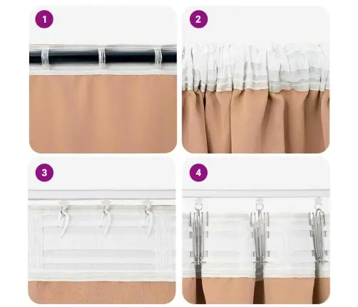 Aizkari Ar Aizkariem 2 Pcs Gaiši Brūna 225 X 140 Cm Poliesters Vidaxl