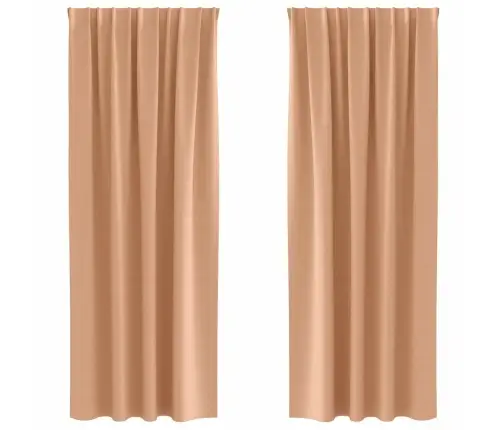 Aizkari Ar Aizkariem 2 Pcs Gaiši Brūna 225 X 140 Cm Poliesters Vidaxl