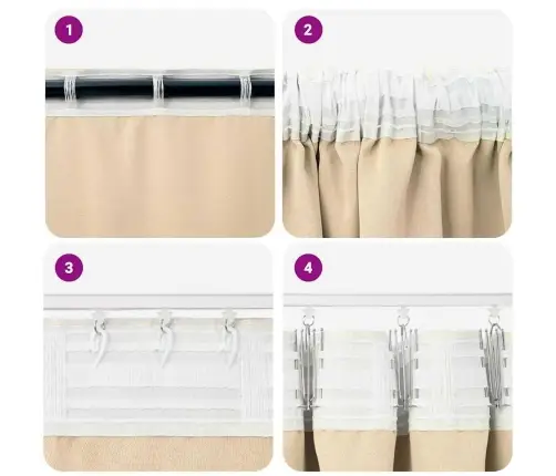 Užuolaidos Su Žiedais, Blokuojančios Šviesą 2 Pcs Kreminė