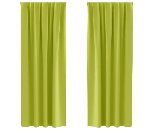Aizkari Ar Aizkariem 2 Pcs Ābolu Zaļš 225 X 140 Cm Poliesters Vidaxl