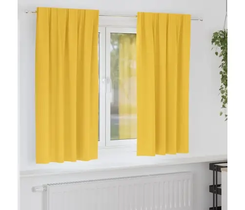 Kardinad Rõngastega 2 Pcs Kollane Sinep 175 X 140 Cm Polüester