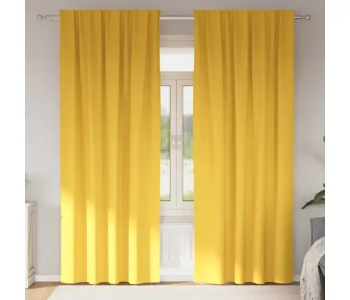 Aizkari 2 Pcs Sinepju Dzeltena 245 X 140 Cm Poliesters Vidaxl