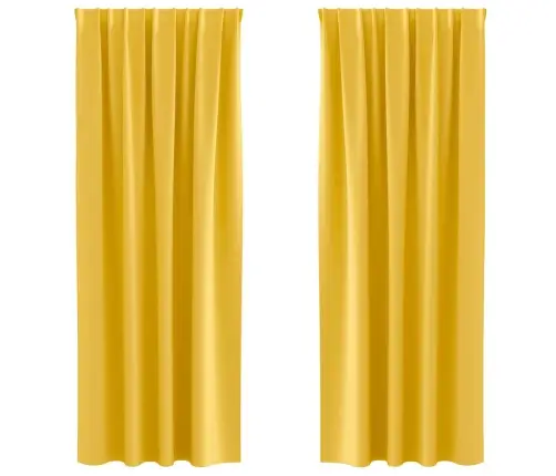 Aizkari 2 Pcs Sinepju Dzeltena 245 X 140 Cm Poliesters Vidaxl