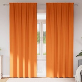 Aptumšojošie Aizkari Ar Aizkariem Bright Orange Poliesters Vidaxl