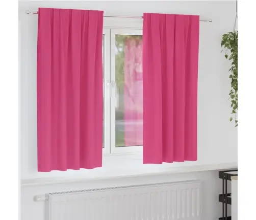 Aizkari Ar Aizkariem 2 Pcs Skaisti Rozā Poliesters Vidaxl Aizkari Ar Aizkariem 2 Pcs Skaisti Rozā Poliesters Vidaxl
