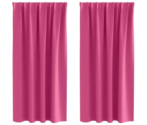 Aizkari Ar Aizkariem 2 Pcs Skaisti Rozā Poliesters Vidaxl Aizkari Ar Aizkariem 2 Pcs Skaisti Rozā Poliesters Vidaxl