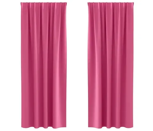 Aizkari Ar Aizkariem 2 Pcs Skaisti Rozā 245 X 140 Cm Poliesters Vidaxl