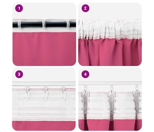 Pimendavad Kardinad Kardinatega Bright Pink Polüester
