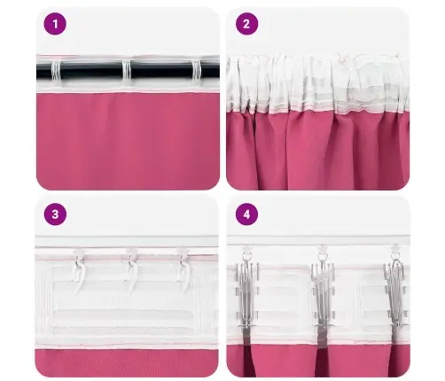 Aizkari Ar Aizkariem 2 Pcs Skaisti Rozā 260 X 140 Cm Poliesters Vidaxl