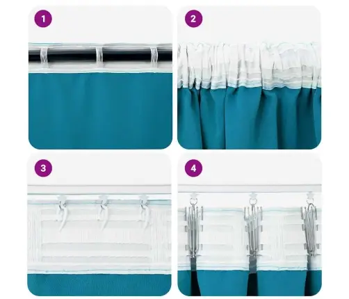 Aizkari Ar Aizkariem 2 Pcs Tirkīzzila 245 X 140 Cm Poliesters Vidaxl