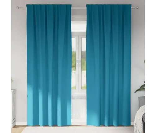 Aizkari Ar Aizkariem 2 Pcs Tirkīzzila 245 X 140 Cm Poliesters Vidaxl