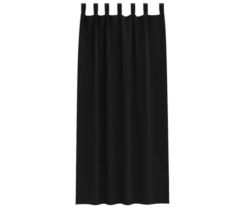 Kardinad Rõngastega 2 Pcs Must 225 X 140 Cm Polüester