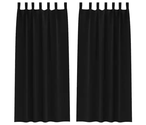 Kardinad Rõngastega 2 Pcs Must 225 X 140 Cm Polüester