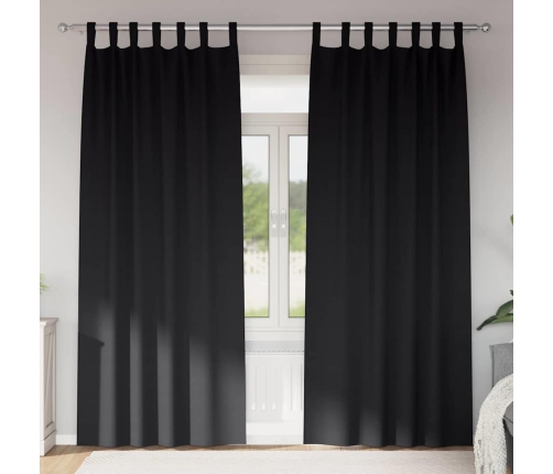 Aizkari Ar Aizkariem 2 Pcs Melna 260 X 140 Cm Poliesters Vidaxl