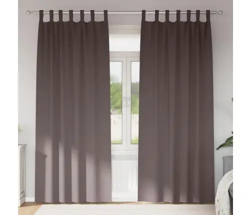 Aizkari Ar Aizkariem 2 Pcs Tumši Brūna 245 X 140 Cm Poliesters Vidaxl Aizkari Ar Aizkariem 2 Pcs Tumši Brūna 245 X 140 Cm Poliesters Vidaxl