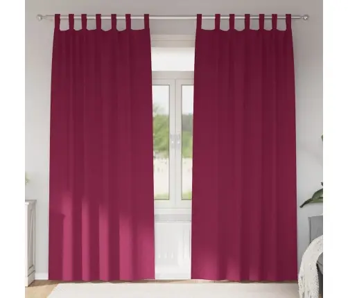 Kardinad Rõngastega 2 Pcs Veinpunane 260 X 140 Cm Polüester