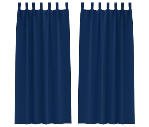 Aizkari Ar Aizkariem 2 Pcs Tumši Zila 245 X 140 Cm Poliesters Vidaxl