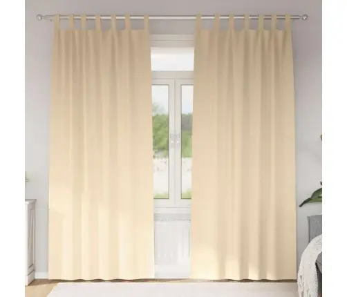 Aizkari Ar Aizkariem 2 Pcs Krēmkrāsa 260 X 140 Cm Poliesters Vidaxl