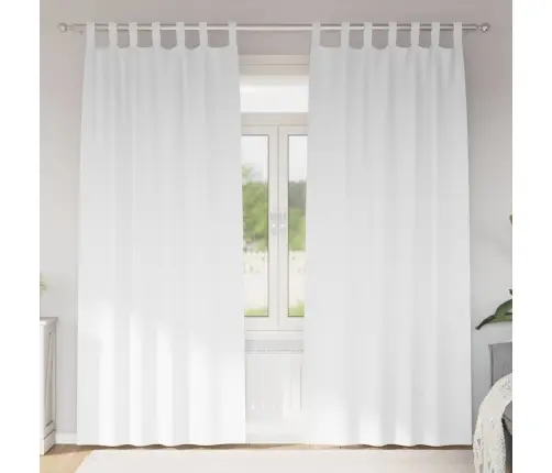 Aizkari Ar Aizkariem 2 Pcs Tīri Balts 260 X 140 Cm Poliesters Vidaxl