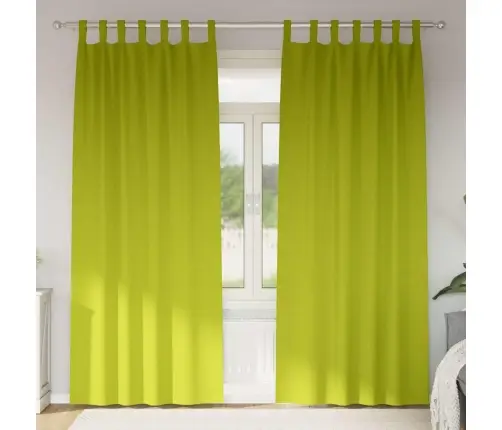 Aizkari Ar Aizkariem 2 Pcs Ābolu Zaļš 260 X 140 Cm Poliesters Vidaxl