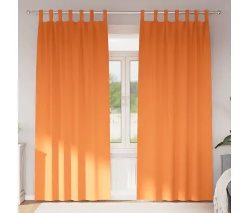 Kardinad Rõngastega 2 Pcs Erk Oranž 225 X 140 Cm Polüester