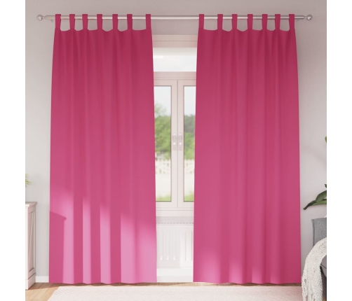 Aizkari Ar Aizkariem 2 Pcs Skaisti Rozā 260 X 140 Cm Poliesters Vidaxl