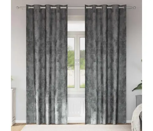 Samta Aizkari 2 Gab. Ar Acīšiem, Pelēkā Krāsā, 225 X 140 Cm Vidaxl