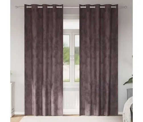 Satiinist Kardinad Kardinatega 2 Pcs Pruun 225 X 140 Cm Samet