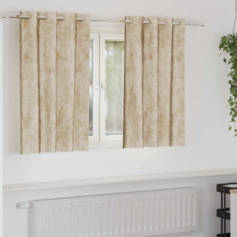 Aizkars Ar Aizkariem 2 Pcs Krēmkrāsa 140 X 140 Cm Samts Vidaxl